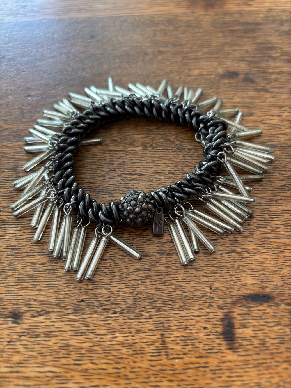 Simply Vera Vera Wang Black Chain Bracelet with Silver Spike Charms